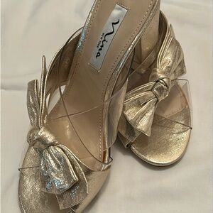 Nina gold Samins mules . Size 9